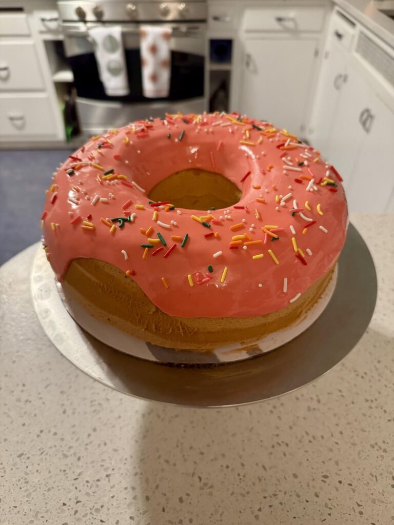Giant donut cake! This was so easy and fun, totally recommend.