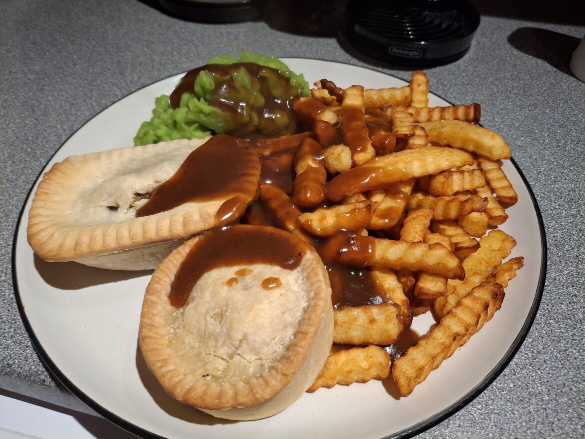 Pies, chips, mushy peas