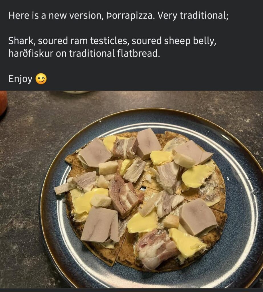 Shark and dried fish are the good parts of this Icelandic pizza