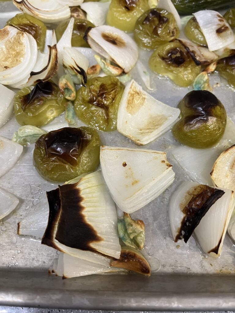 Roasted tomatillo salsa w/ Cara Cara Orange as a citrus/acid