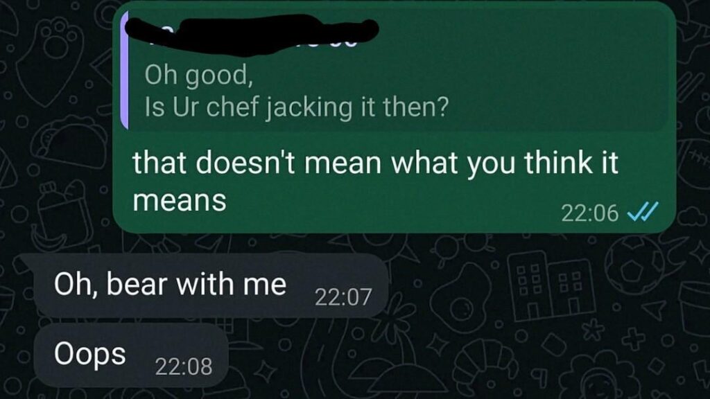 head chef gave notice, this was my father's response