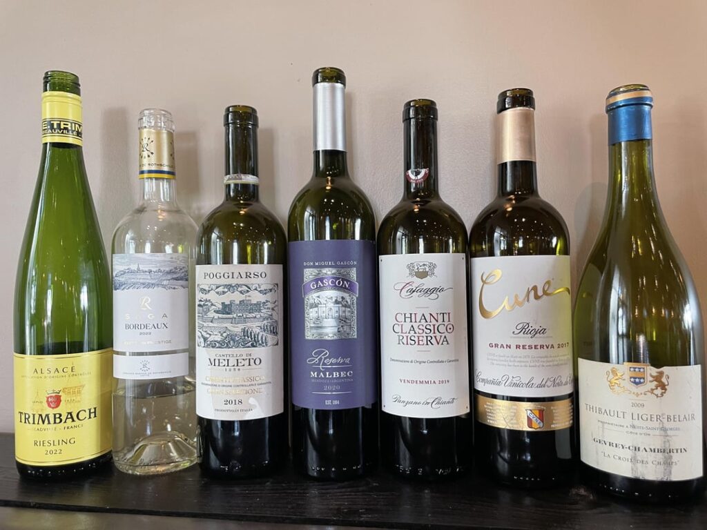 Bottles from our blind tasting group this week