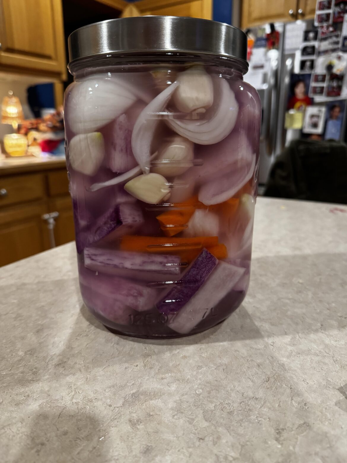 No good 무 near me, so I used watermelons radish. I’m calling it Valentine’s Day 동치미 😂