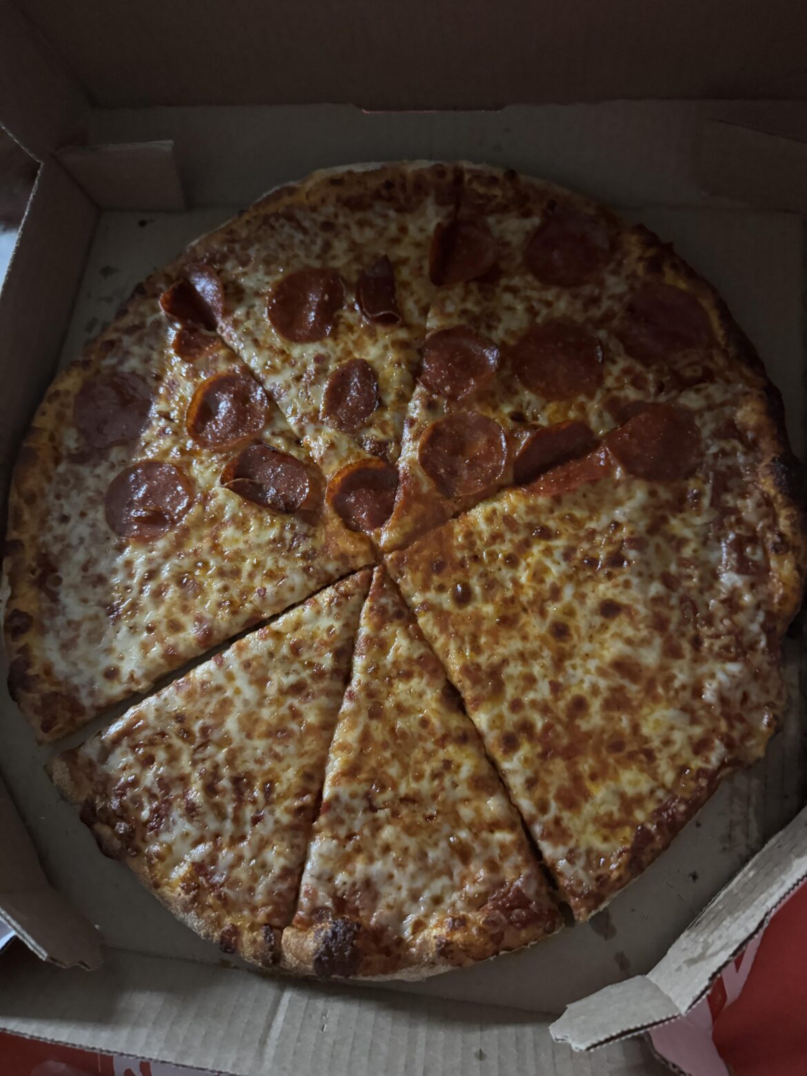 The way they cut our half pepperoni pizza