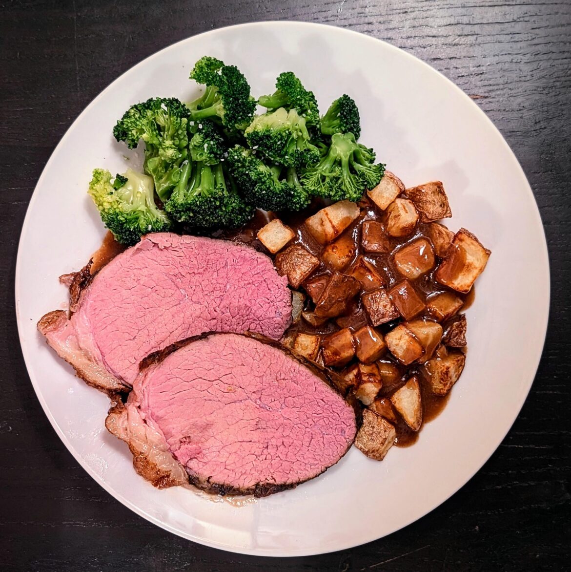 Eye of Round roast - 135° for 28 hours, then served with a gravy made from the juices.