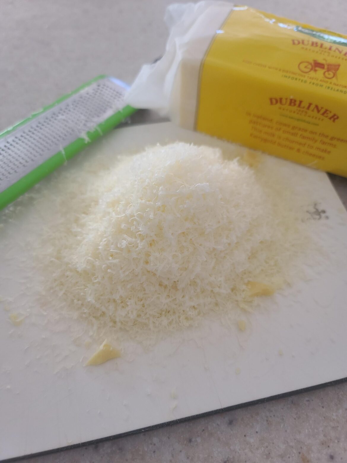 Kerrygold Dubliner aged cheese shredded.
