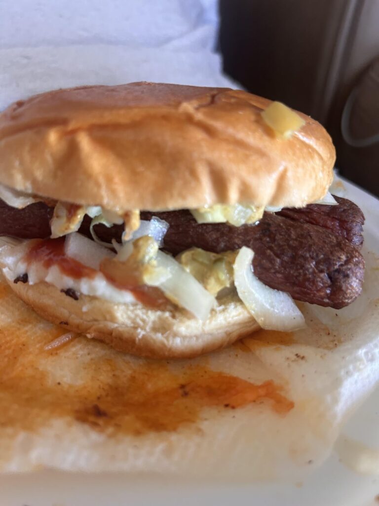 First Meal of 2025 - Fried Hotdog Sandwich & Chicken Wings….