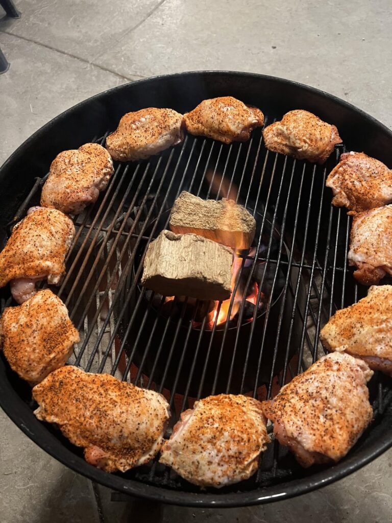 Bone-in chicken thighs using the vortex.
