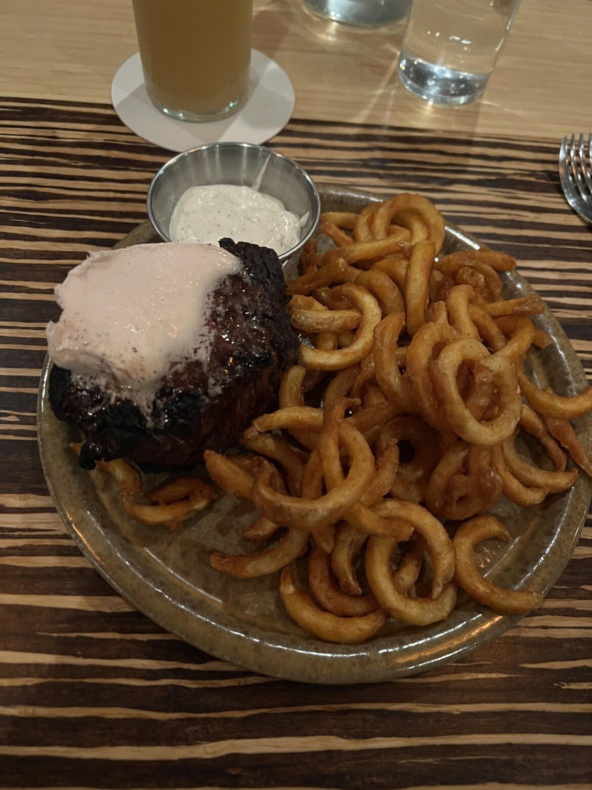 Steak frites from Here’s Looking At You, $27