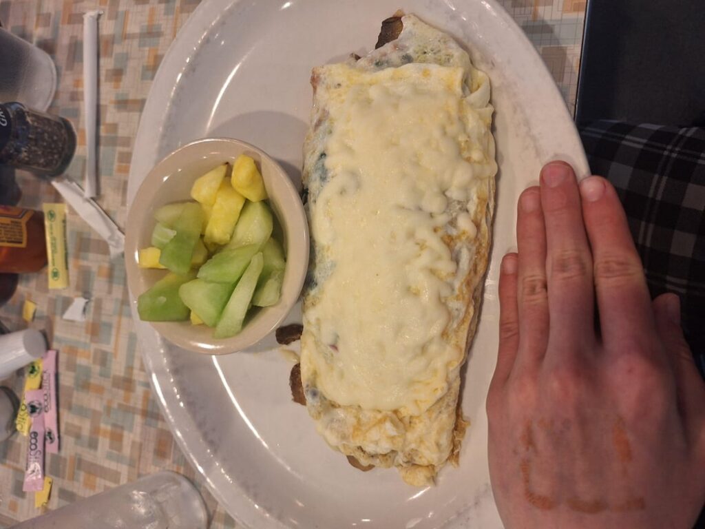 Good estimate for this spinach egg white, mushroom, onion, tomato omelette with mozzarella cheese??