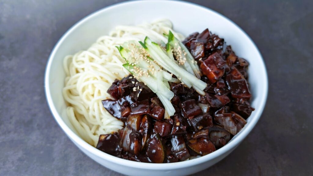 Vegan Jjajangmyeon (Korean Black Bean Sauce Noodles)