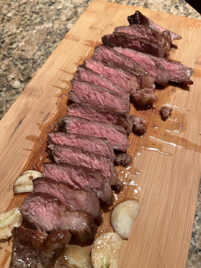 First time cooking NY strip, how’d I do?
