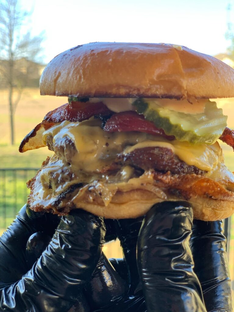 Smash burgers on brioche done on the blackstone.