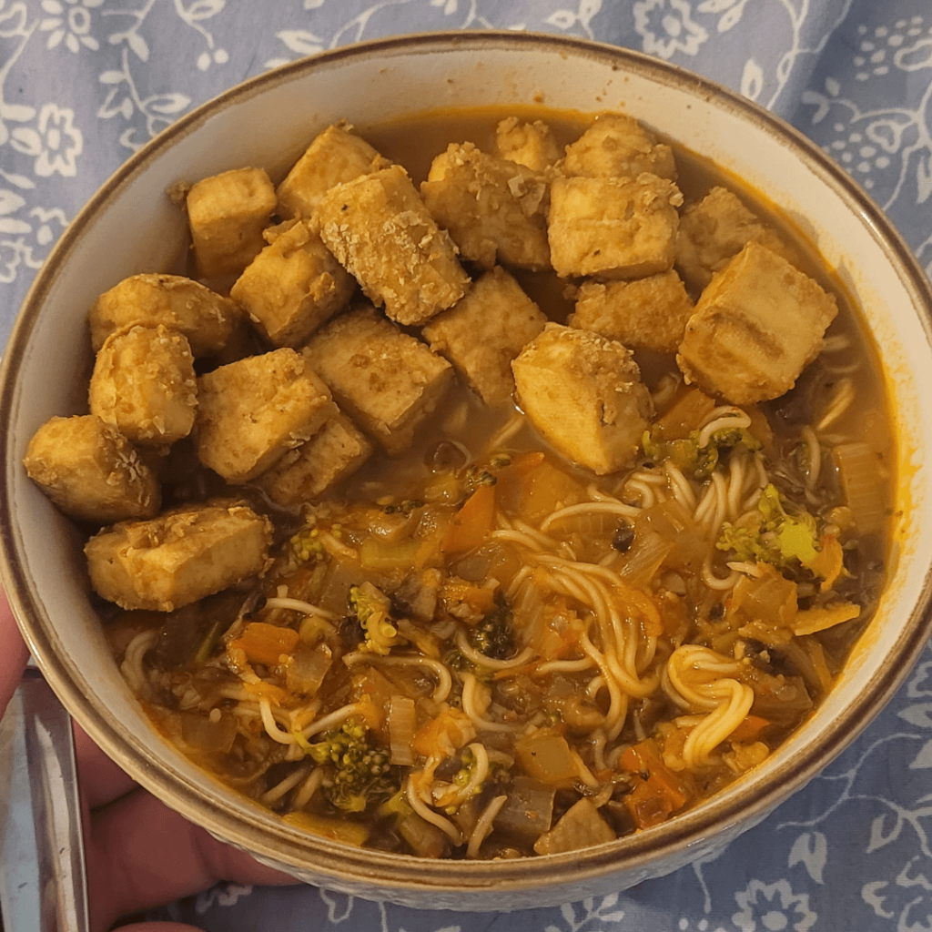 Veggie Ramen w/ Crispy Tofu, 490 cal