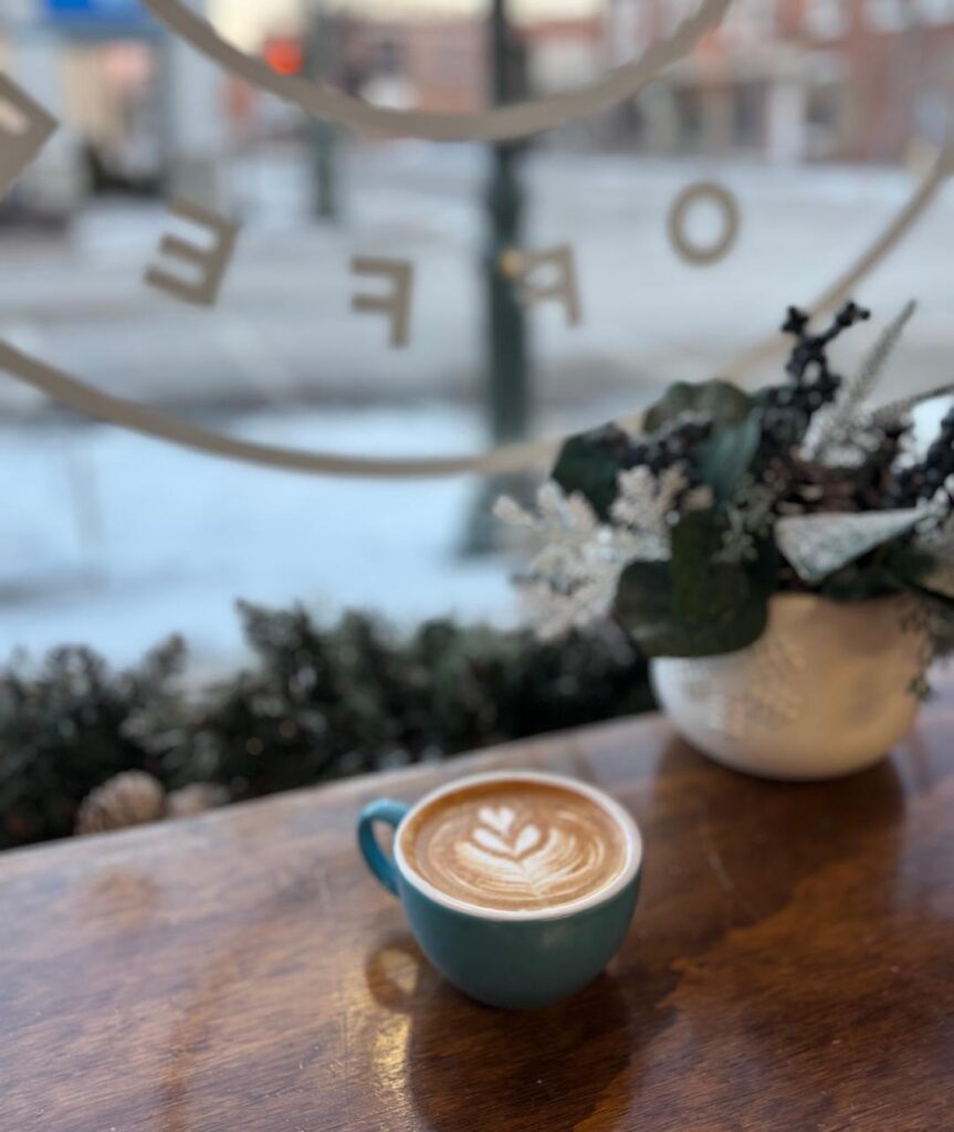 Winter Latte Art on Cold Day