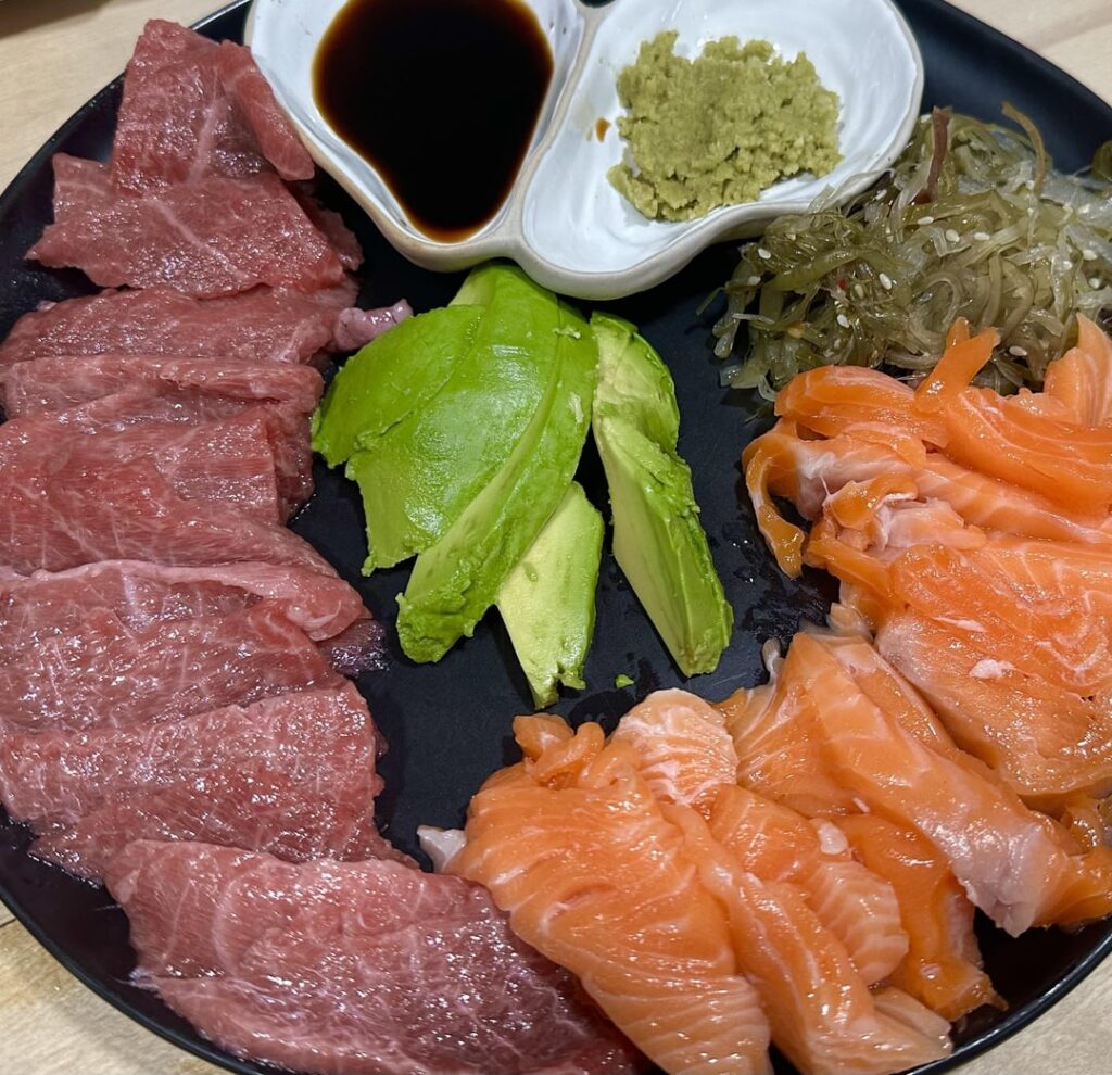 Toro tuna, uni & dry aged king salmon from Browne trading market (Portland, Maine)