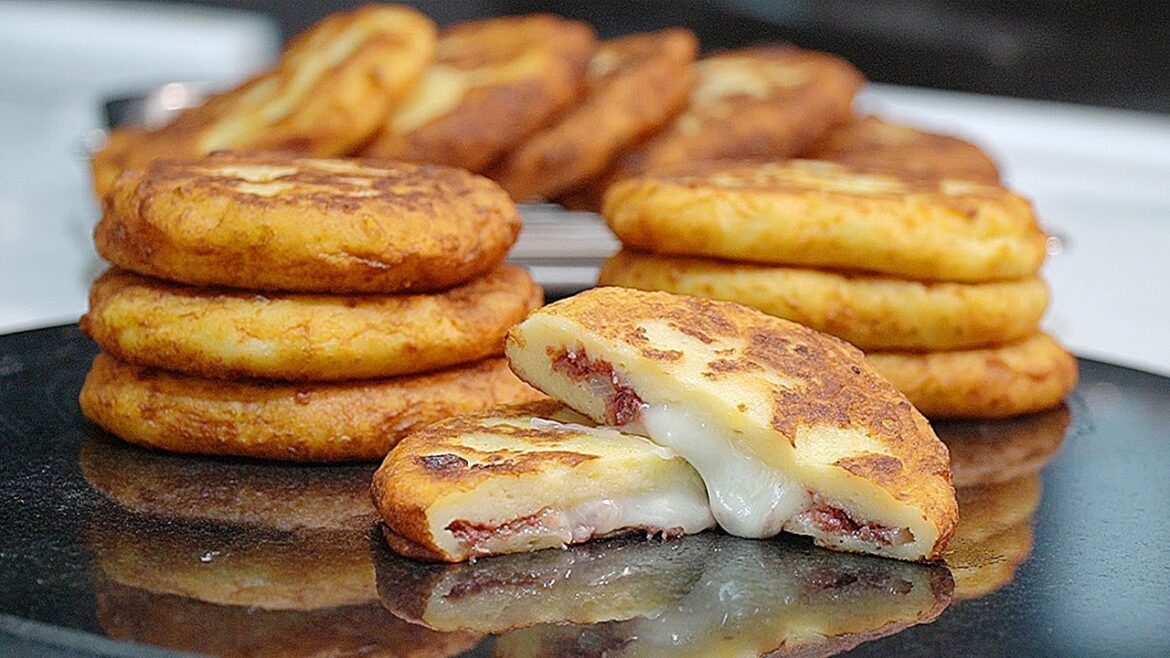 CORNED BEEF Mozzarella Stuffed POTATO Pancakes