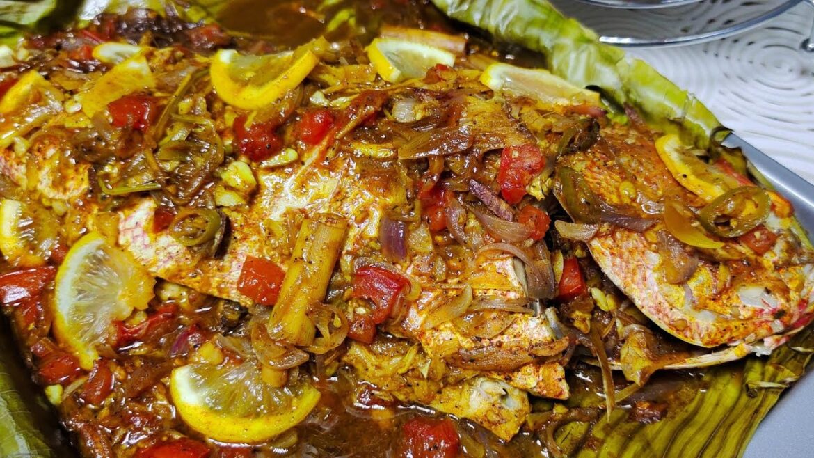 Baked red snapper with salad Baked red snapper with salad