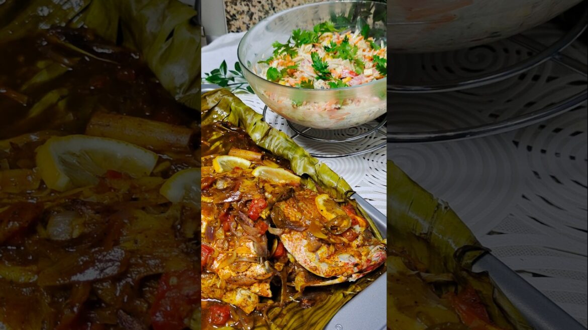 Baked red snapper with salad Baked red snapper with salad