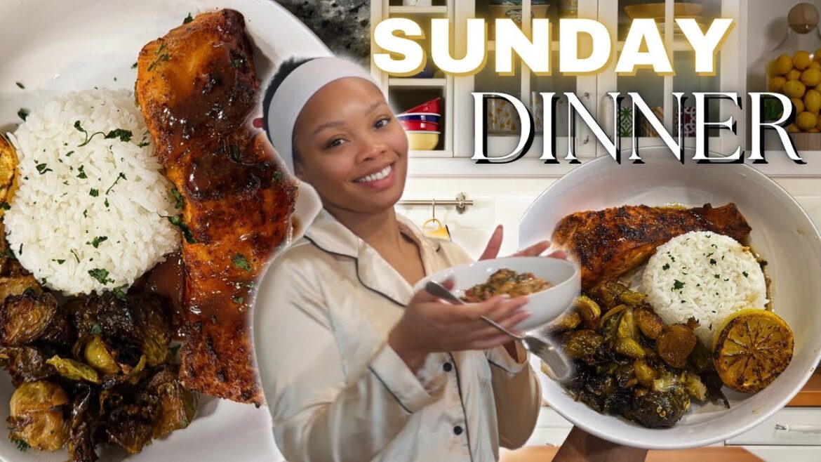 Air fryer honey glazed salmon + honey garlic brussel sprouts recipe | Dinner Idea