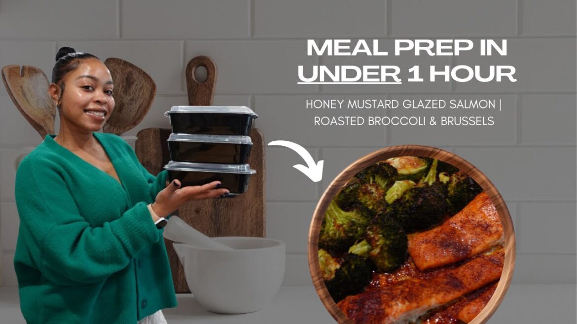 ⏰ 1 Hour Meal Prep For WEIGHTLOSS | Sheet Pan Honey Mustard Glazed Salmon