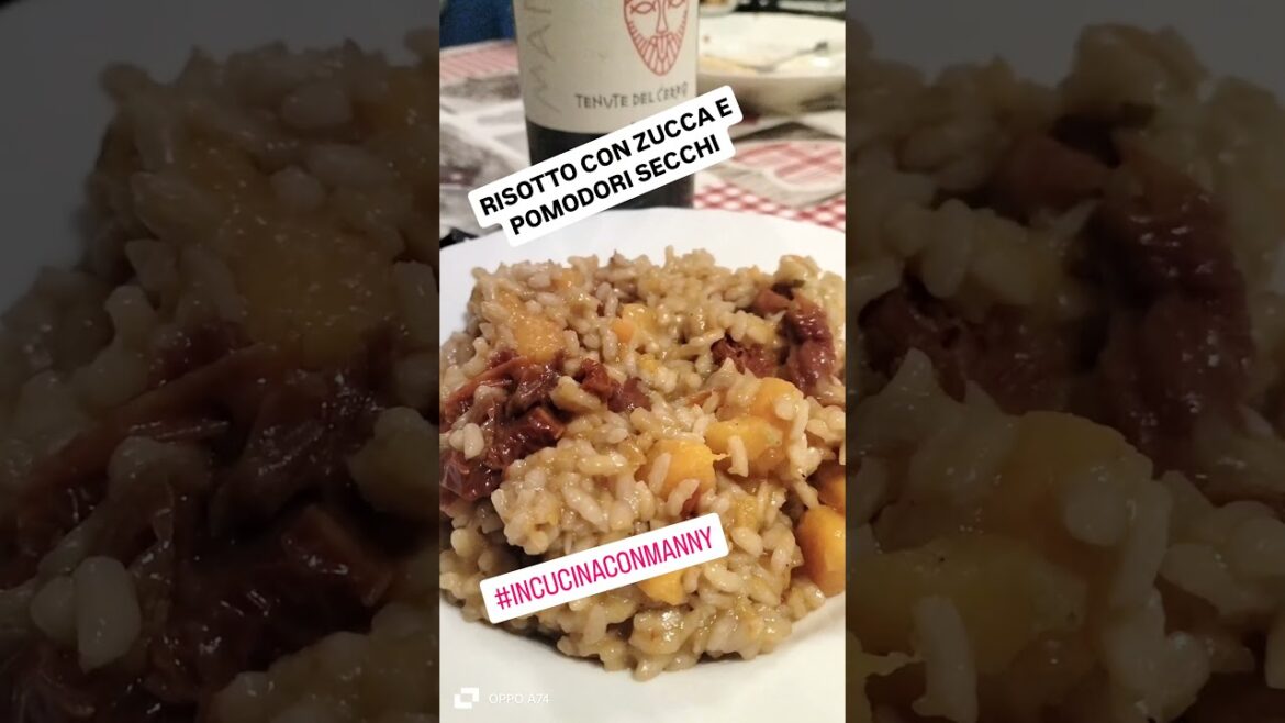 Risotto con zucca e zucca e pomodori secchi