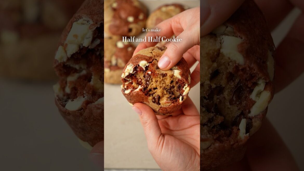 Half and half cookie ❤️ #halfandhalfcookie #baking #redvelvet  #cookies  #recipe #easyrecipe