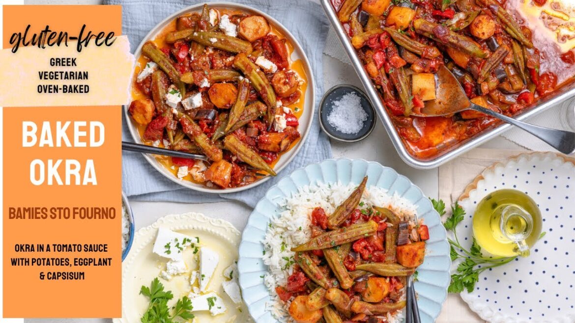 Greek Baked Okra with Potatoes (Bamies Sto Fourno) | Easy & Delicious!