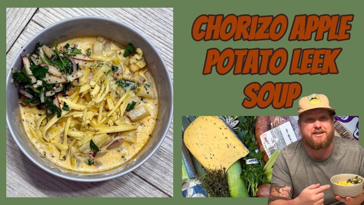 Chorizo Apple Potato Leek Soup W/ Salad on the Soup, NOT on the side! Chorizo Apple Potato Leek Soup W/ Salad on the Soup, NOT on the side!