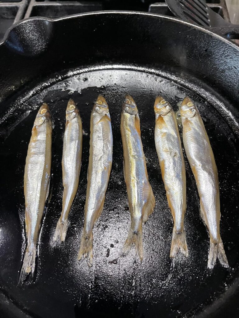 Shishamo marinaded in mirin and salt