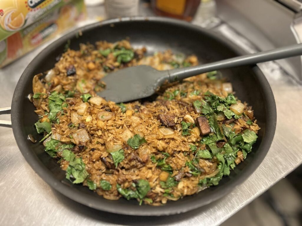 Duck fried rice with an entire gigantic onion!