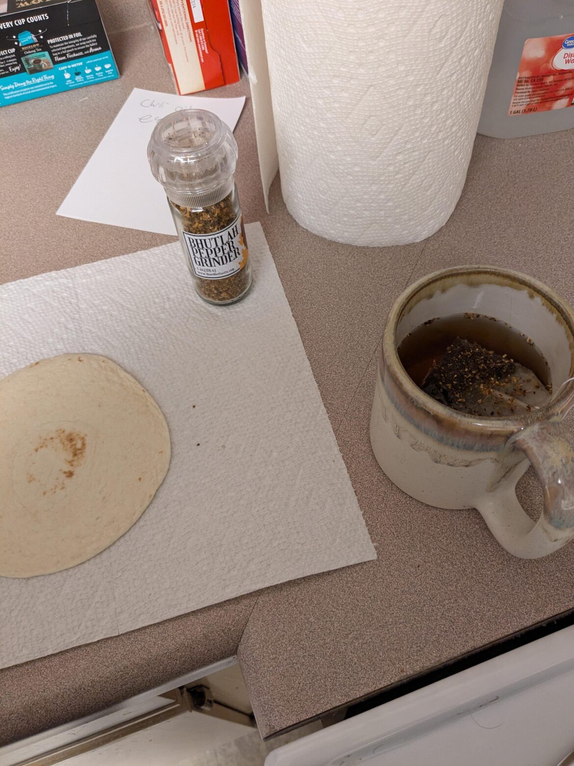 Having some Mexican tea. That’s tortilla dipped in tea with some hot pepper in this case bhutlah. Also you guys are kind of the reason I’m doing this. Also maybe I’m just like super hungry but this doesn’t taste to have bad I might have to play around with this or something. Also it’s Oolong tea Having some Mexican tea. That's tortilla dipped in tea with some hot pepper in this case bhutlah. Also you guys are kind of the reason I'm doing this. Also maybe I'm just like super hungry but this doesn't taste to have bad I might have to play around with this or something. Also it's Oolong tea