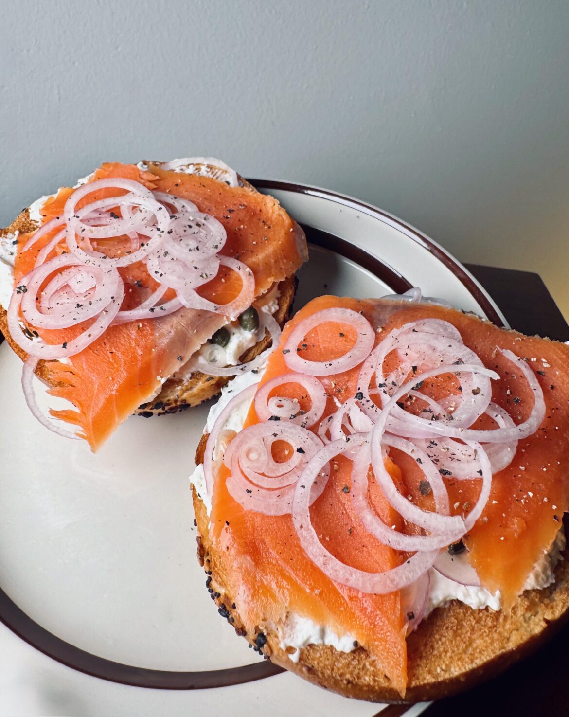 You guy seemed to like my onion heavy lox bagels-this time with shallots