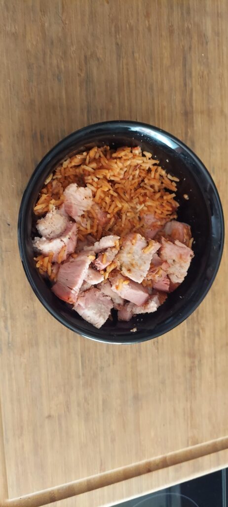 Smoked pork loin and rice