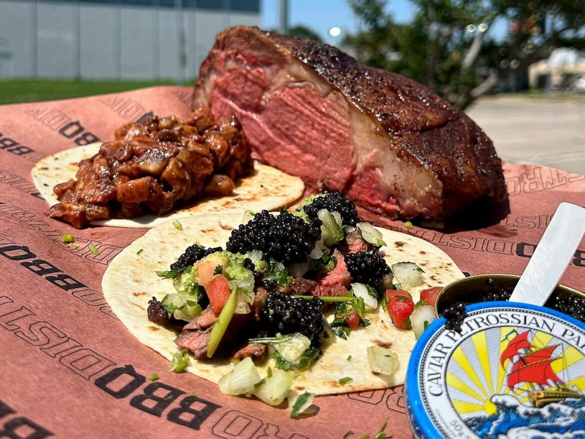 Caviar Taco and Smoked Prime Rib