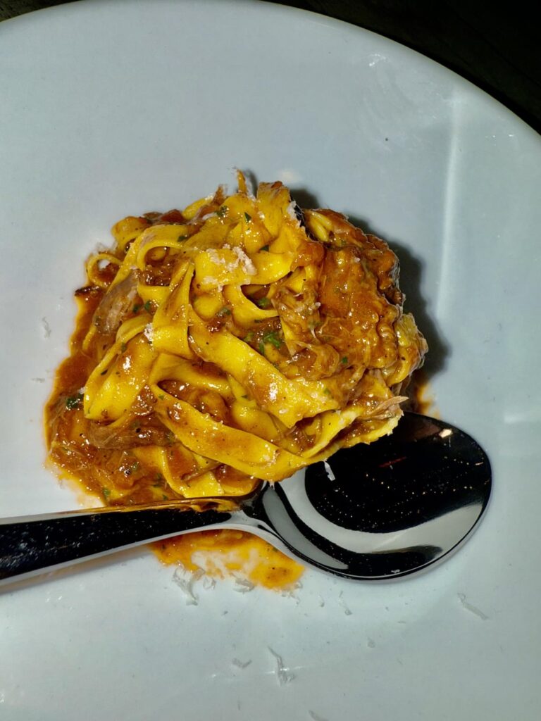 Duck ragu and grilled chicken thigh from hippo’s happy hour