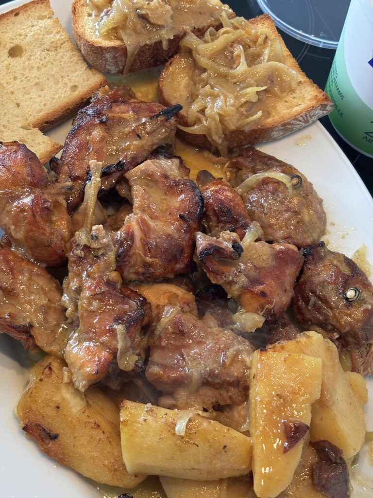 Rabbit with orange, honey, and mustard