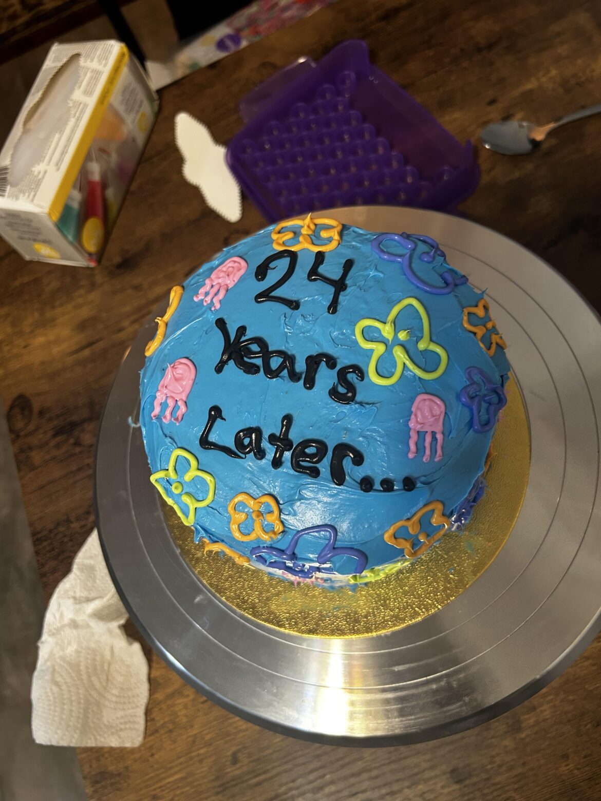 Attempted to make a birthday cake for my little sister. It’s the thought that counts 😂