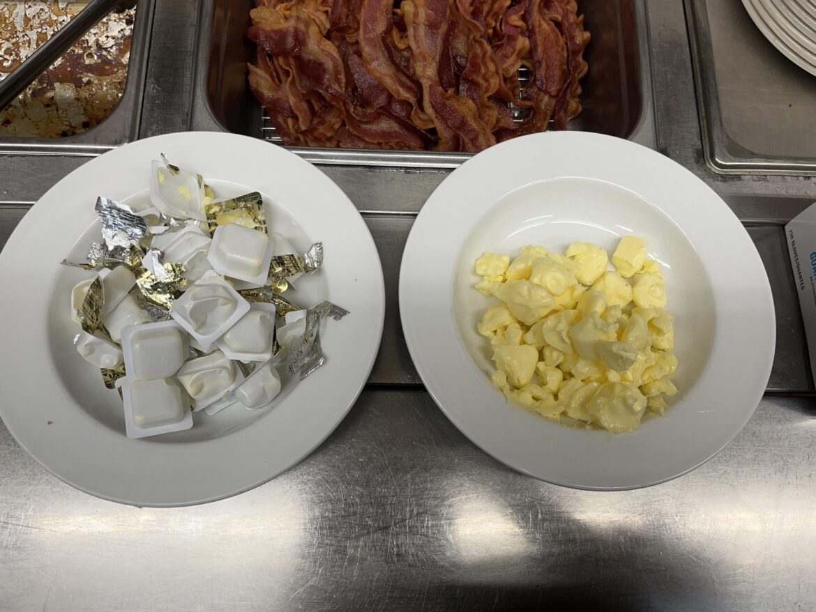 Dining director forgot to order a case of butter blocks and I need 2lbs for lunch