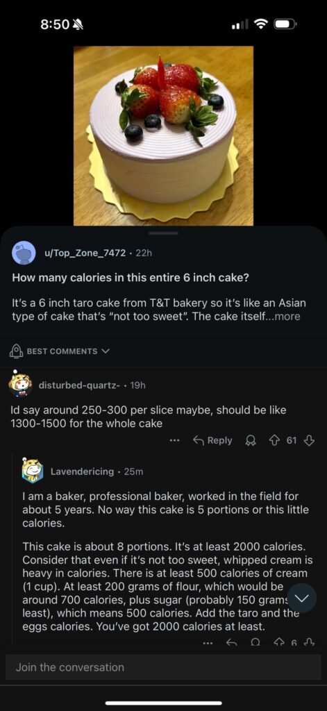 After reading this comment I went and did a calculation of calories. I am shocken!