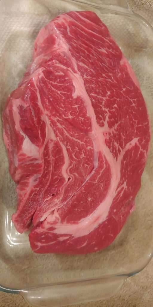 Smoked chuck roast and chicken breast on weber kettle 22 inch