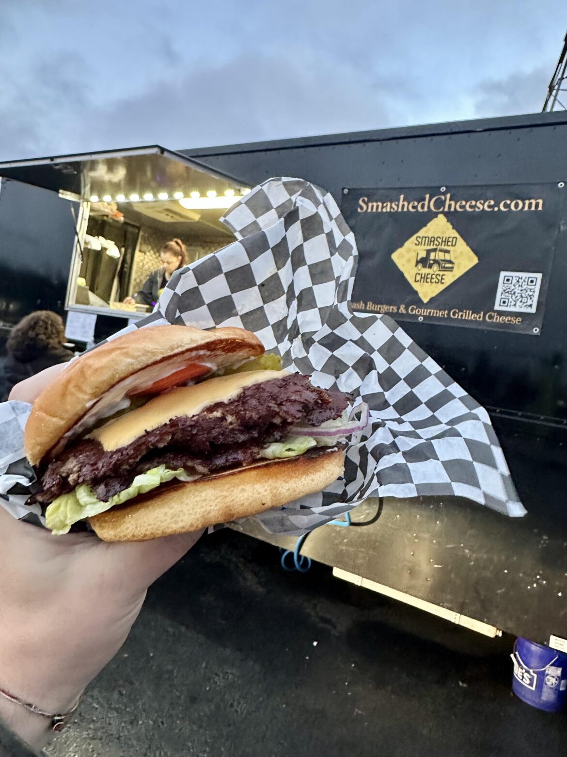 Really great smash burger from a local food truck called Smashed Cheese.