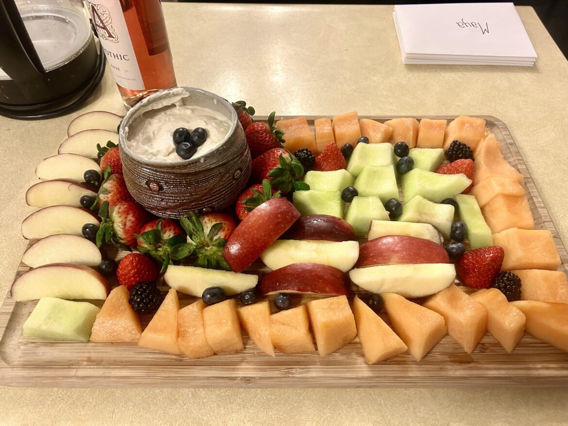 Char-fruit-arie Board for Galentines Day! (My first ever charcuterie board)