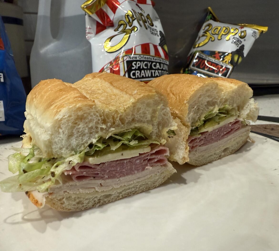 Salami, turkey, and Durkee sub