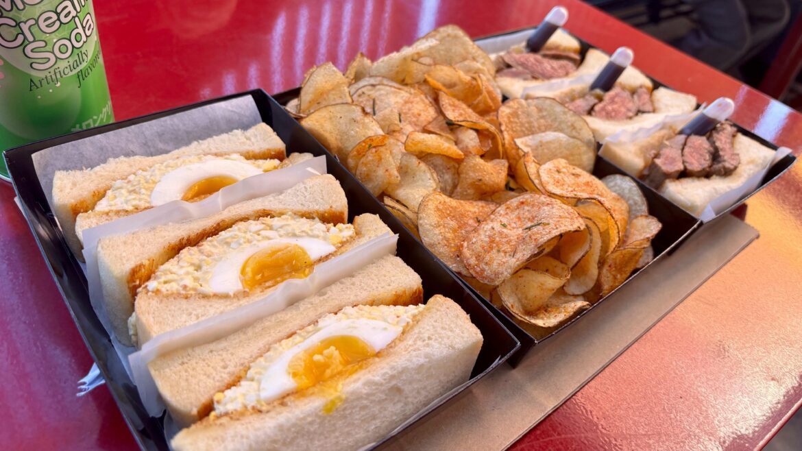 L to R : Tamago Sando, Togarashi Chips, and Filet Sando (Gyu+, Las Vegas, NV)