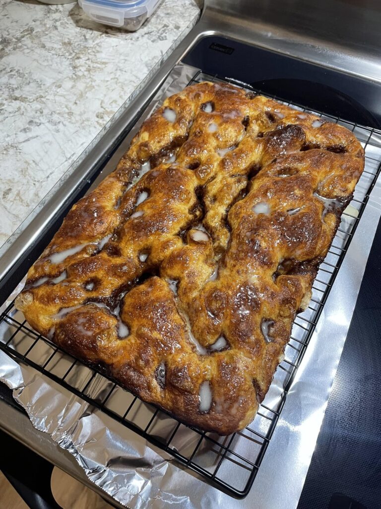 I made the cinnamon roll focaccia.