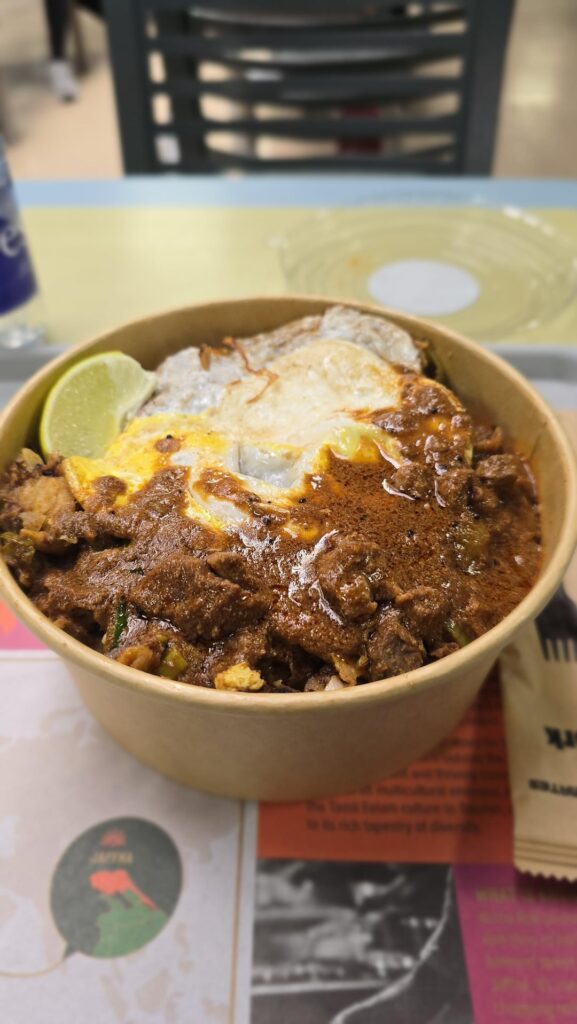 Classic Kothu Roti with mutton curry from Jaffna Street food