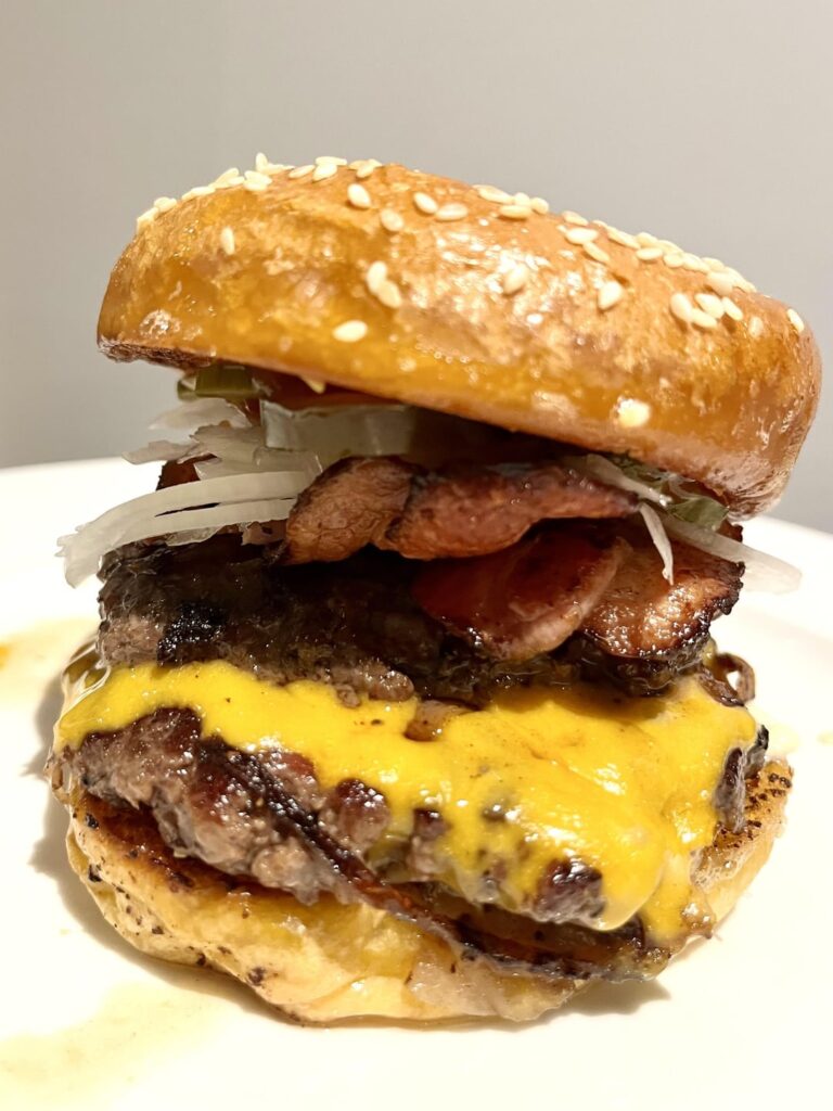 Overloaded double onion smash with cheese