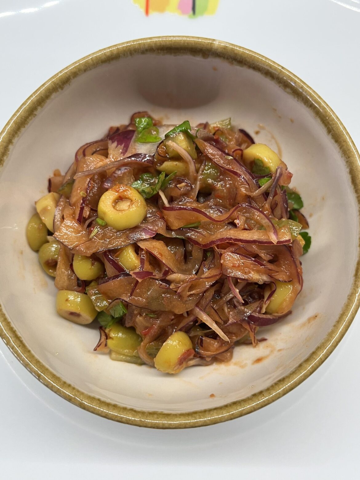 Made spicy onion & olive salad