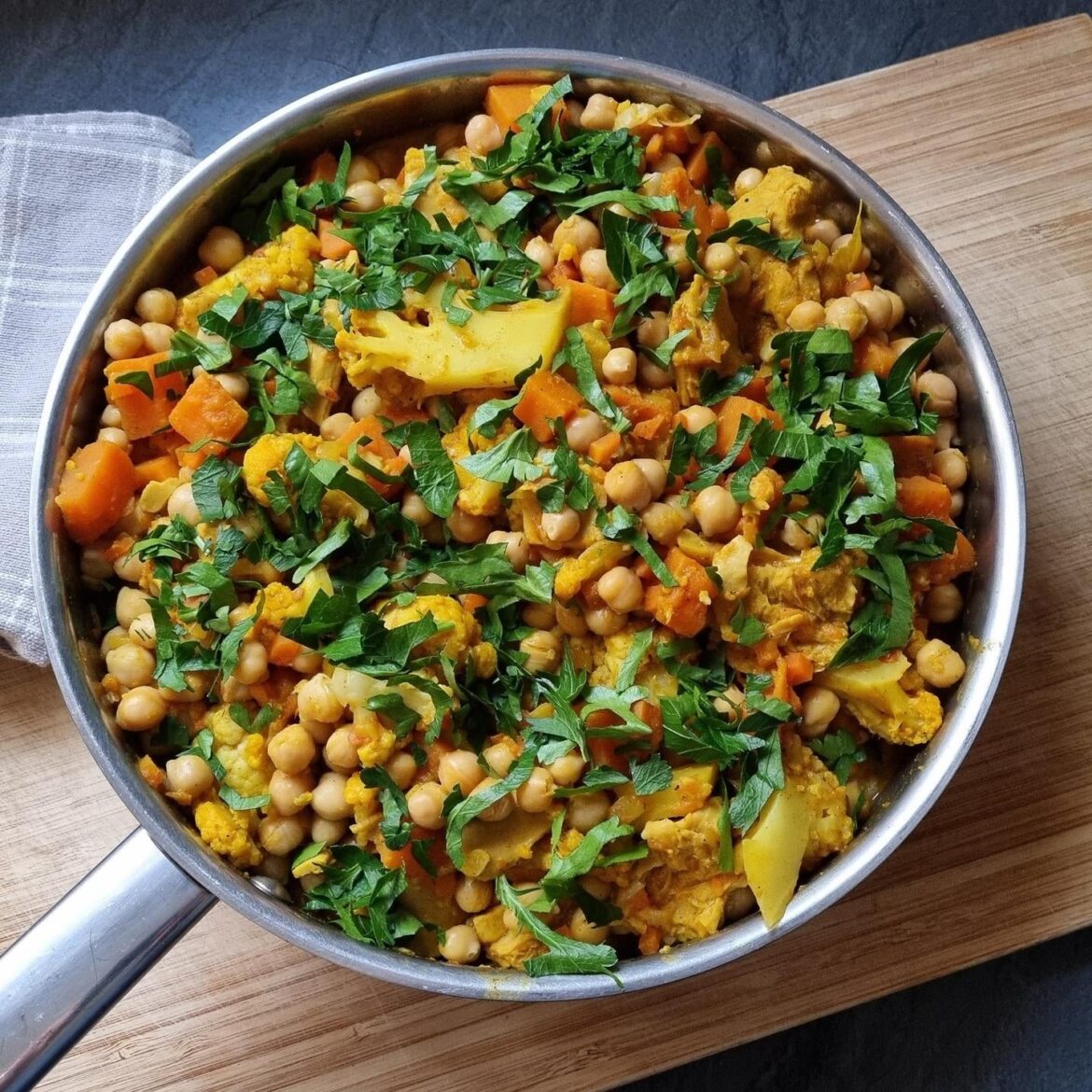 Chickpea, Sweet Poatato and Cauliflower Curry